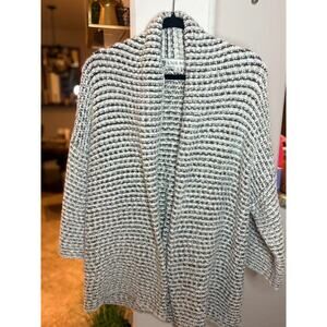 Knox Rose Natural Multi Color Drop Shoulder Cardigan Sweater Med Oversized